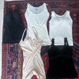 5 Intimates (Small & 34B):Spanx x 2 Hanro x 1 + BlackVelvet Cami & WhiteBraTop